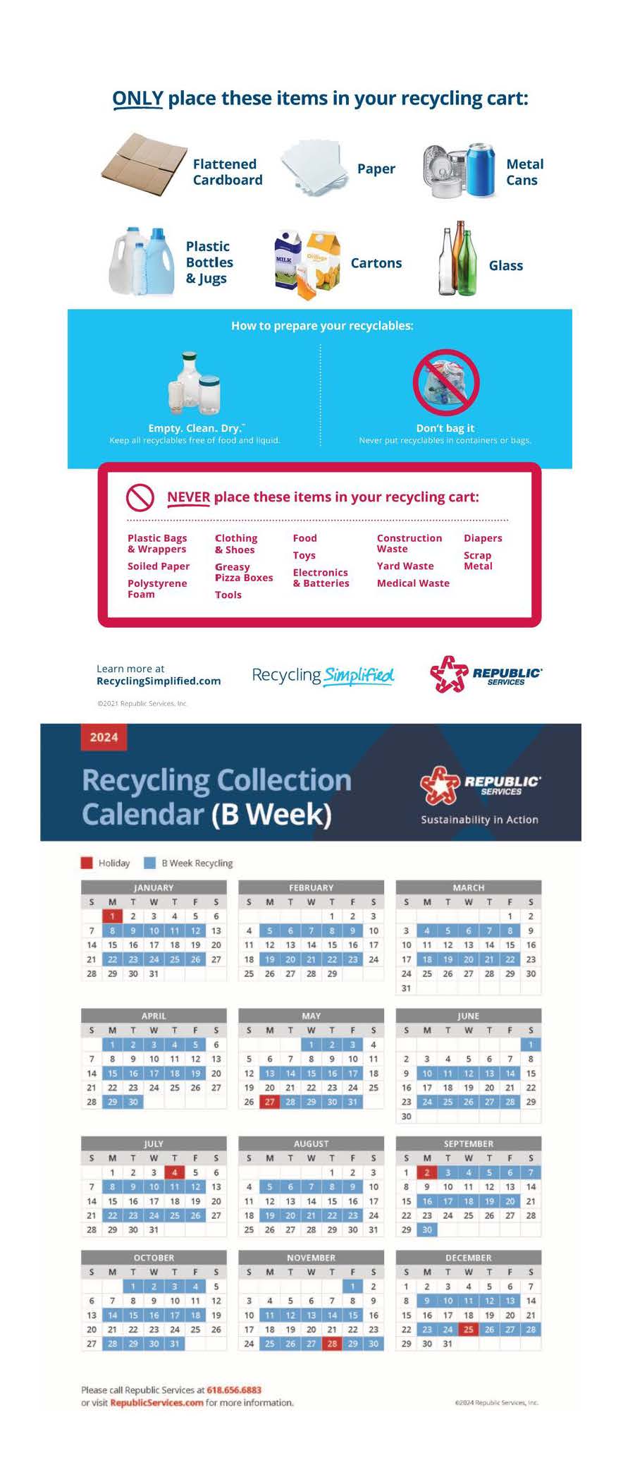 recycle items and schedule